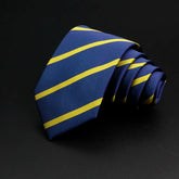 Gravata Listrada Regimental Azul Marinho com Amarelo SK932